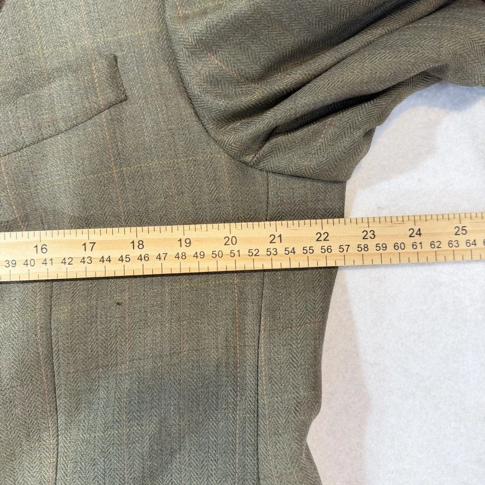 VTG Chaps Ralph Lauren Mens 42R Brown Plaid Two Button Blazer Wool Sport Coat